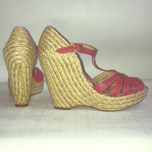 SPLENDID pink wedge high heels sandals Womens 9